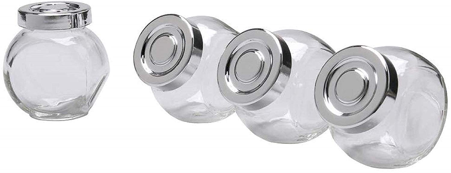 Transparent glass spice jars with lids for kitchen storage