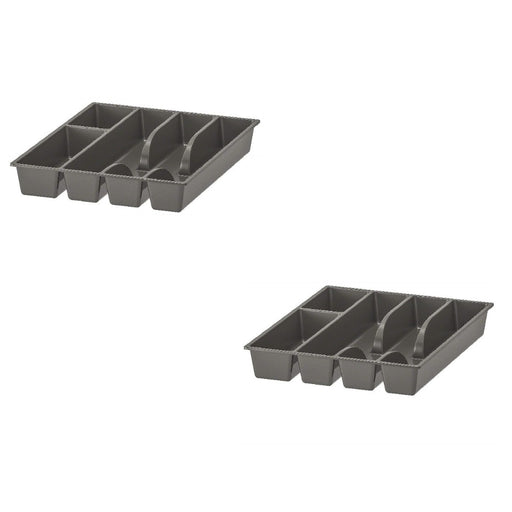 A grey cutlery tray with multiple compartments   50247749