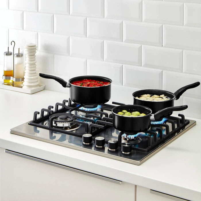 Affordable set of 3 black saucepans from IKEA: perfect for daily use in your kitchen 40142026  