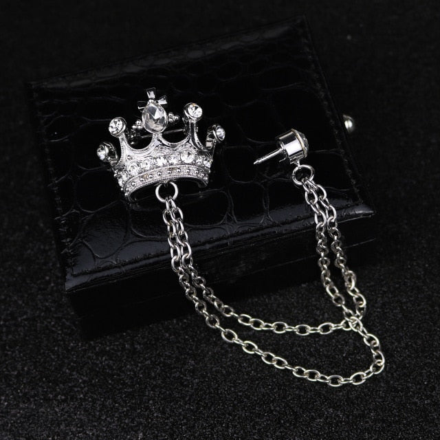Digital Shoppy Brand Unisex Brooches For Women Jewelry Men's Suits Accessories Crystal Crown Lapel Pin Collar Lapel Pin Badge Brooch - FREE SHIPPING
