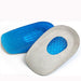 Close-up image of silicone gel heel cushion pads with a focus on the spurs protection feature.