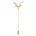 A vintage gold-colored deer antler head pin brooch.