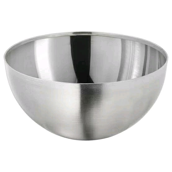 A stainless steel serving bowl from IKEA, perfect for serving salads, pasta, snacks, and more.