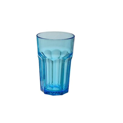 Digital Shoppy An image of a blue glass from IKEA with a 35 cl capacity, sitting on a white tablecloth, filled with water and ice cubes.  00461020