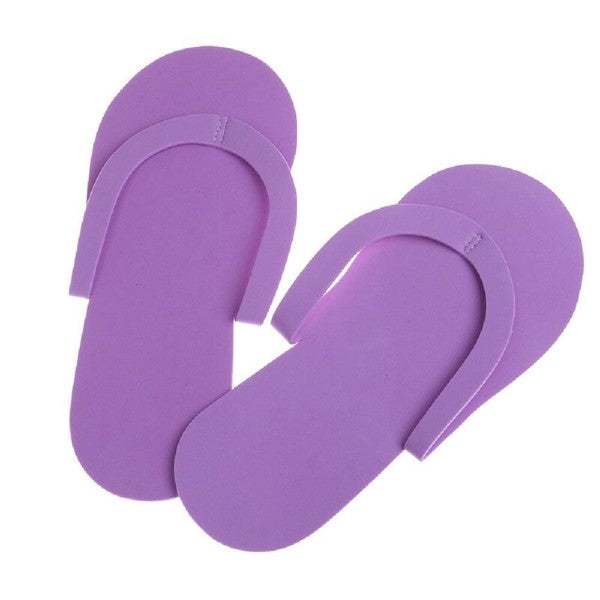 Hygienic pedicure tools, including disposable foam slippers and sandals, to keep guests safe and comfortable.