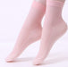 Transparent ankle socks for women that are perfect for hot weather with an image of a woman wearing them.