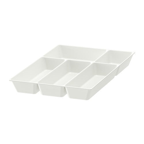 A durable and easy-to-clean plastic cutlery tray, ideal for decluttering your kitchen drawers and making your cutlery easily accessible.