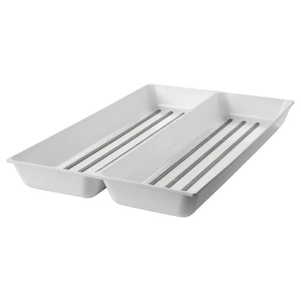  IKEA Kitchen Utensil Tray with a hand reaching for a kitchen tool inside the tray.